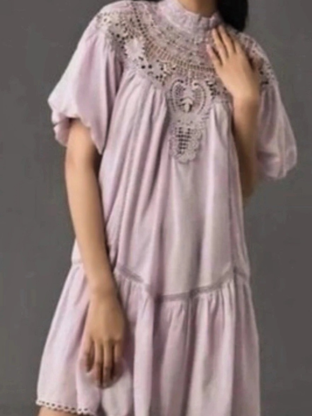 Anthropologie SS Lace Deco Bib Lace Bib Mini Dress in Pink Size Small NWT